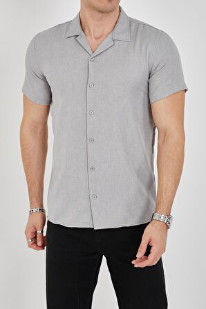 Erkek Slim Fit Polycotton Kısa Kol Gömlek