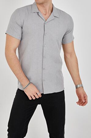 Erkek Slim Fit Polycotton Kısa Kol Gömlek