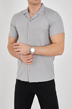Erkek Slim Fit Polycotton Kısa Kol Gömlek