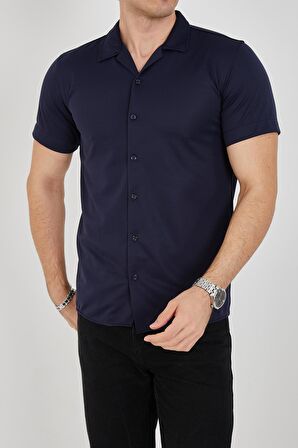 Erkek Slim Fit Polycotton Kısa Kol Gömlek