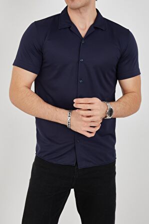 Erkek Slim Fit Polycotton Kısa Kol Gömlek