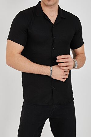 Erkek Slim Fit Polycotton Kısa Kol Gömlek