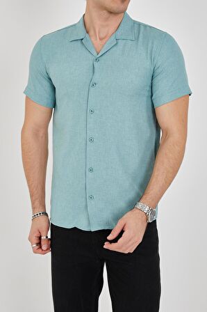 Erkek Slim Fit Polycotton Kısa Kol Gömlek