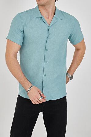 Erkek Slim Fit Polycotton Kısa Kol Gömlek