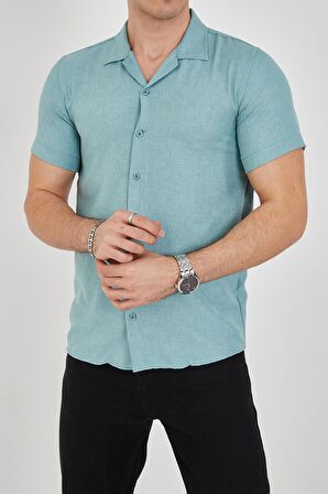 Erkek Slim Fit Polycotton Kısa Kol Gömlek