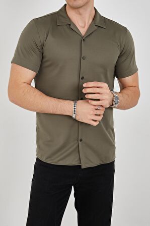 Erkek Slim Fit Polycotton Kısa Kol Gömlek