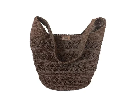 Pouch Hasır Örme Omuz Çantası Kahverengi
