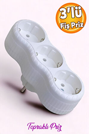 3'lü Topraklı Çoklu Grup Priz Golyat Çoğaltma Üçlü Fiş Piriz