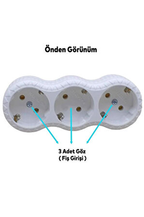 3'lü Topraklı Çoklu Grup Priz Golyat Çoğaltma Üçlü Fiş Piriz