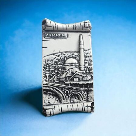 Kabartma Hediyelik Kosova Prizren Sinan Paşa Camii ve Taş Köprü Duvara Asılabilir 10x20 Cm