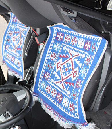 Pratik Oto Koltuk Kilim Seti • 3 Parça • Makine Dokuma • Akrilik & Polyester • Saçaklı