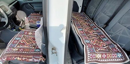Pratik Oto Koltuk Kilim Seti • 3 Parça • Makine Dokuma • Akrilik & Polyester • Saçaklı