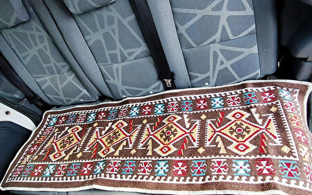 Pratik Oto Koltuk Kilim Seti • 3 Parça • Makine Dokuma • Akrilik & Polyester • Saçaklı