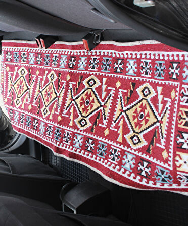Pratik Oto Koltuk Kilim Seti • 3 Parça • Makine Dokuma • Akrilik & Polyester • Saçaklı