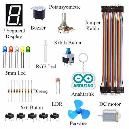 Arduino Kodlama Başlangıç Seviye 25 Parça 86 Adet
