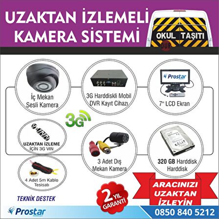 Okul Ve Servis Taşıtları İçin 320 Gb Kayıtlı Kamera Set