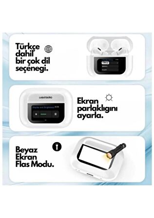 Iphone11/12/13/14/15 Modelleri Uyumlu Pro Anc Dokunmatik Dijital Ekranlı ENC/ANC Bluetooth Kulaklık