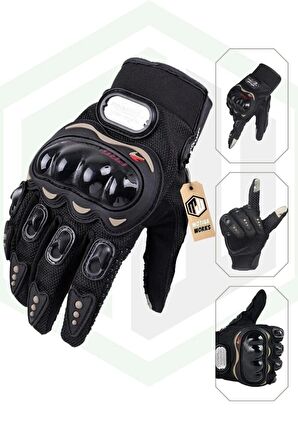 ProBiker Mpro Motosiklet Eldiveni Siyah 3 Mevsim Korumalı Standart Elastik Kumaş