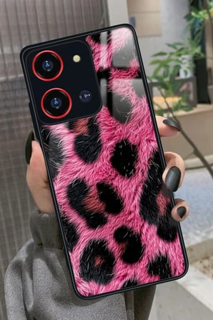 Reeder S19 Max Pro S 108 MP (Zoom) Uyumlu Pembe Leopar Tasarımlı Parlak Silikon Kılıf