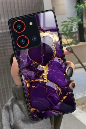 Reeder S19 Max Pro S 108 MP (Zoom) Uyumlu Mor Mermer Tasarımlı Parlak Silikon Kılıf