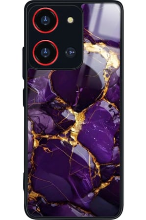 Reeder S19 Max Pro S 108 MP (Zoom) Uyumlu Mor Mermer Tasarımlı Parlak Silikon Kılıf