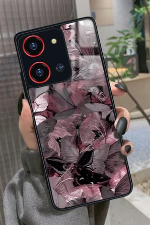 Reeder S19 Max Pro S 108 MP (Zoom) Uyumlu Pembe Kelebek Tasarımlı Parlak Silikon Kılıf