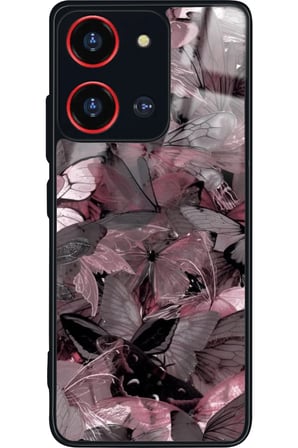Reeder S19 Max Pro S 108 MP (Zoom) Uyumlu Pembe Kelebek Tasarımlı Parlak Silikon Kılıf