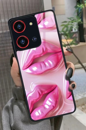 Reeder S19 Max Pro S 108 MP (Zoom) Uyumlu Pembe Dudak Tasarımlı Parlak Silikon Kılıf