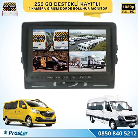 Tüm Araçlara Uyumlu 7 inç Dörde Bölünebilir Kayıtlı 256 GB Destekli Monitör