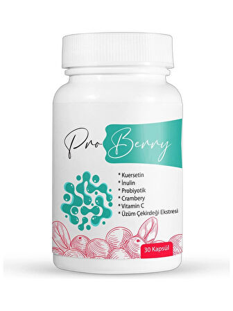 Proberry 30 Kapsül (Probiyotik, Turna Yemişi Ekstresi, Kuersetin Ve Inülin Içeren Gıda Takviyesi)