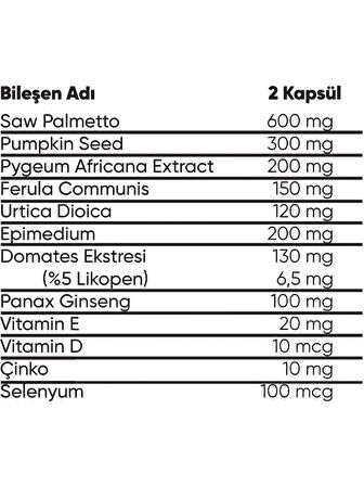 Prostavit 60 Kapsül (Saw Palmetto, Pygeum Africana, Çakşır Otu, Isırgan Otu, Likopen Içeren Gıda Takviyesi)