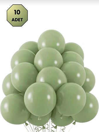 Küf Yeşili 12 İnç Pastel Balon – 10’lu Parti ve Organizasyon Süsleme Seti