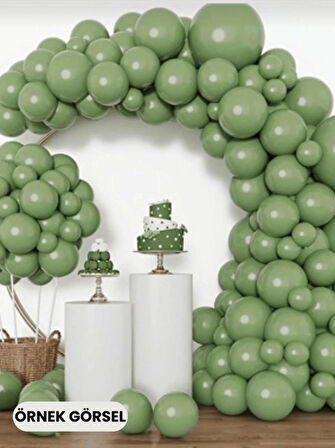 Küf Yeşili 12 İnç Pastel Balon – 10’lu Parti ve Organizasyon Süsleme Seti