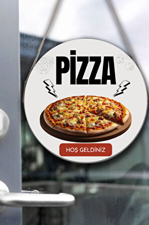 Pizza Salonu için Çift Taraflı Hoş Geldiniz Tabelası, Pizza Dükkan Kapı Duvar Tablo Pano Süs Dekor