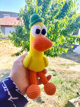 El Yapımı Amigurumi Pato Sarı Ördek – 22 cm Bebek Oyuncağı, Pocoyo pato karakteri