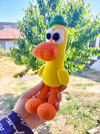 El Yapımı Amigurumi Pato Sarı Ördek – 22 cm Bebek Oyuncağı, Pocoyo pato karakteri
