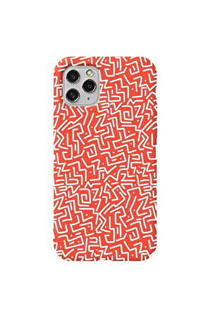 Iphone 11 Pro Max Turuncu Renkli Silikon Telefon Kilifi - Sweet Doodle White