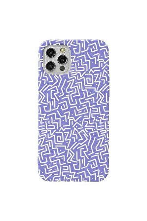 Iphone 14 Pro Max Lila Renkli Silikon Telefon Kilifi - Sweet Doodle White
