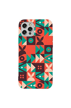Iphone 12 Pro Max Turuncu Renkli Silikon Telefon Kilifi - Abstract Desen 3