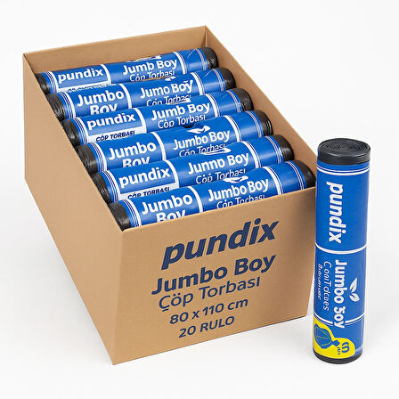 Pundix J350 Endüstriyel Çöp Poşeti 80X110 cm Siyah Seri – Opp Ambalajlı (1 Koli = 20 Rulo / 200 Adet) Dayanıklı, Sızdırmaz ve Geniş Hacimli Çöp Torbası