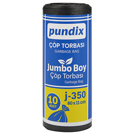 Pundix J350 Endüstriyel Çöp Poşeti 80X110 cm Siyah Seri – Opp Ambalajlı (1 Koli = 20 Rulo / 200 Adet) Dayanıklı, Sızdırmaz ve Geniş Hacimli Çöp Torbası