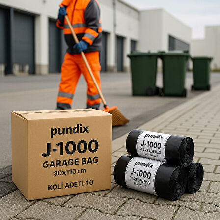 Pundix Pundıx J1000 Jumbo Boy Endüstriyel Çöp Torbası – 80X110 cm – 1 Koli (10 Rulo x 10 Adet) Dayanıklı, Sızdırmaz ve Geniş Hacimli Çöp Poşeti