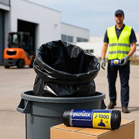 Pundix Pundıx J1000 Jumbo Boy Endüstriyel Çöp Torbası – 80X110 cm – 1 Koli (10 Rulo x 10 Adet) Dayanıklı, Sızdırmaz ve Geniş Hacimli Çöp Poşeti