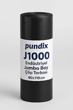 Pundix Pundıx J1000 Jumbo Boy Endüstriyel Çöp Torbası – 80X110 cm – 1 Koli (10 Rulo x 10 Adet) Dayanıklı, Sızdırmaz ve Geniş Hacimli Çöp Poşeti
