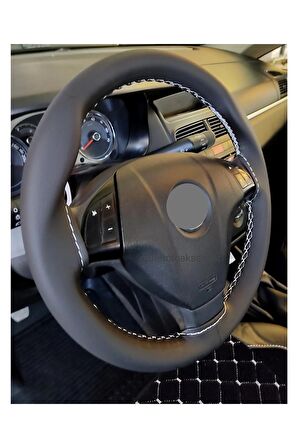 Fiat Punto Uyumlu Dikmeli Direksiyon Kılıfı Beyaz Ipli A Plus (10.5CM)