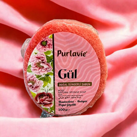 Purlavie Gül Aromalı Doğal Yumuşak Süngerli Sabun 100gr 