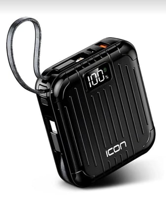 10000 mAh 22.5W Hızlı Şarj Mini Powerbank Dijital Göstergeli Hafif Kompakt Taşınabilir Şarj Cihazı - Siyah
