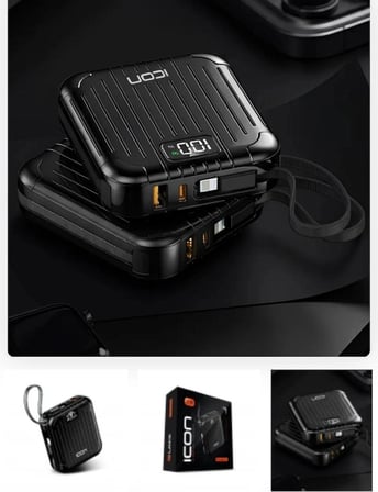 10000 mAh 22.5W Hızlı Şarj Mini Powerbank Dijital Göstergeli Hafif Kompakt Taşınabilir Şarj Cihazı - Siyah