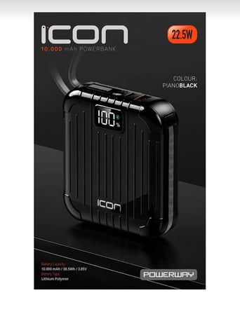 10000 mAh 22.5W Hızlı Şarj Mini Powerbank Dijital Göstergeli Hafif Kompakt Taşınabilir Şarj Cihazı - Siyah