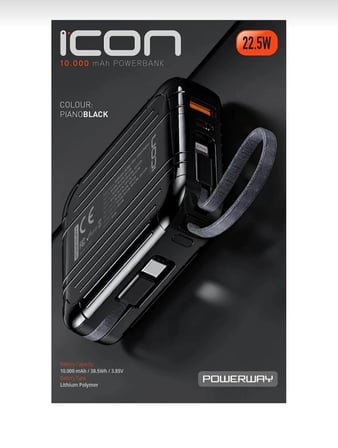 10000 mAh 22.5W Hızlı Şarj Mini Powerbank Dijital Göstergeli Hafif Kompakt Taşınabilir Şarj Cihazı - Siyah